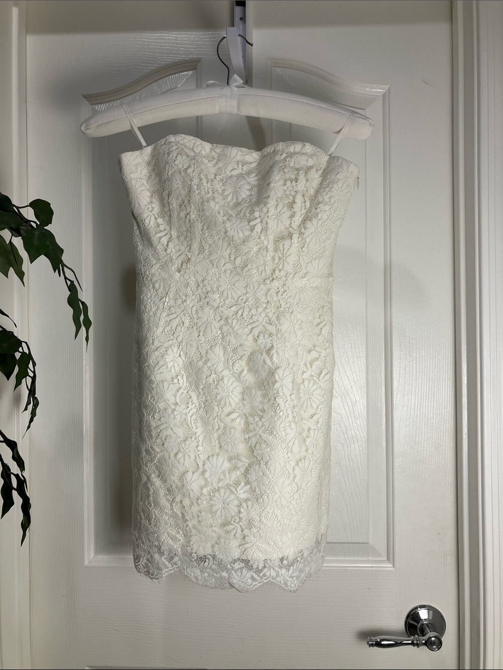A.L.C. Eliana Strapless Lace Mini Dress, 0, Ivory